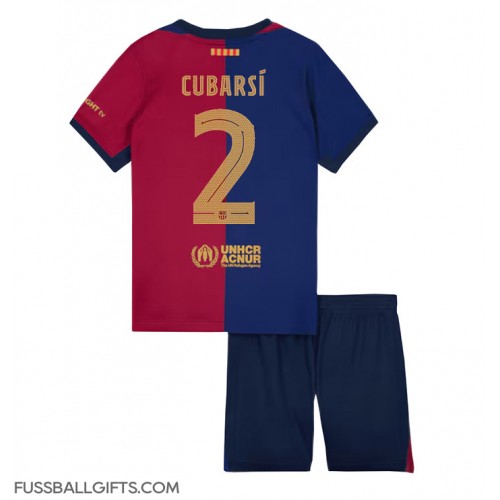 Barcelona Pau Cubarsi #2 Fußballbekleidung Heimtrikot Kinder 2024-25 Kurzarm (+ kurze hosen)